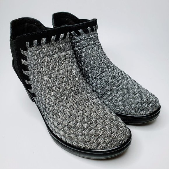 Steven by Steve Madden Enda Women’s Cross Knit Metallic Silver & Black Booties 8 - Picture 2 of 10